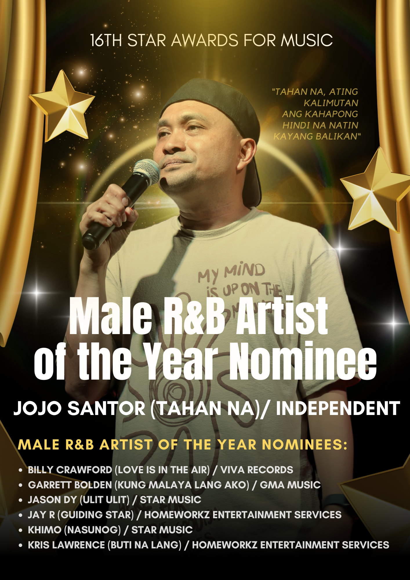 16th PMPC Star Awards for Music's Best Male RnB Singer for 2024 Poster